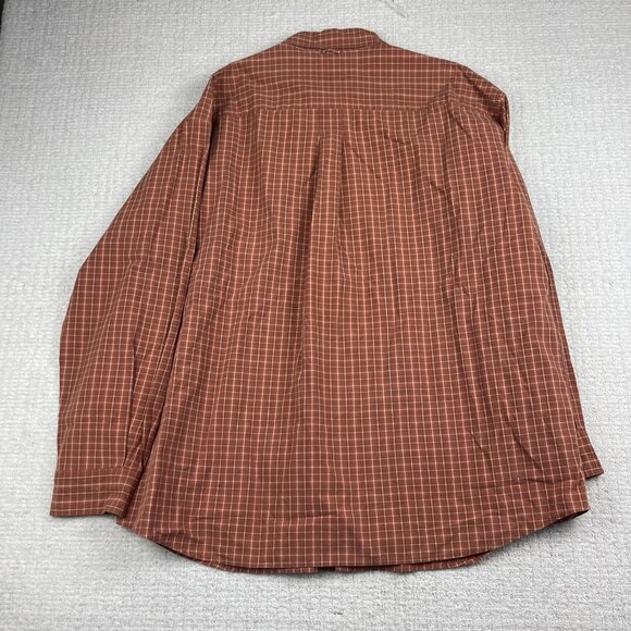 Timberland Men's 2XL Button Down Long Sleeve Orange Gingham Plaid Shirt Vintage - Picture 14 of 16
